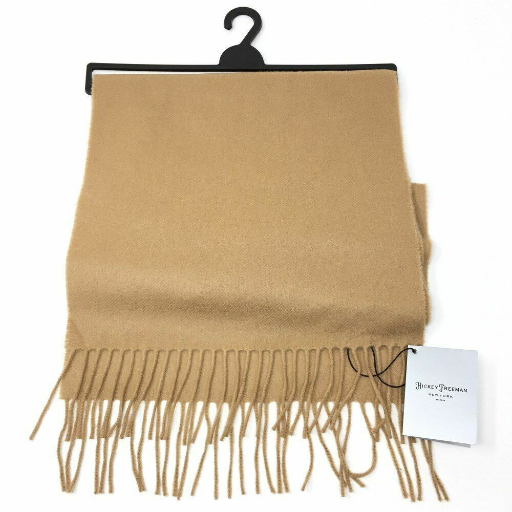 NWT Hickey‎ Freeman New York 100% Cashmere Scarf Camel Fringe Warm Winter $179